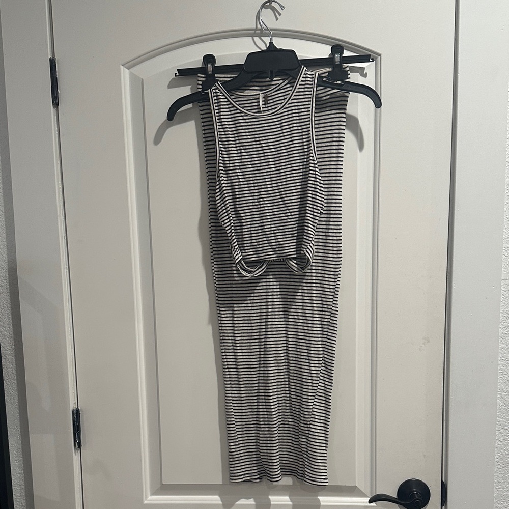 Free People Black and White Striped Skirt Set